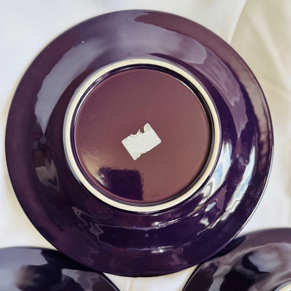 Vintage‎ Set of 3 Purple Charger Plates Ornate Scroll Design Dinner Plates 11.5
